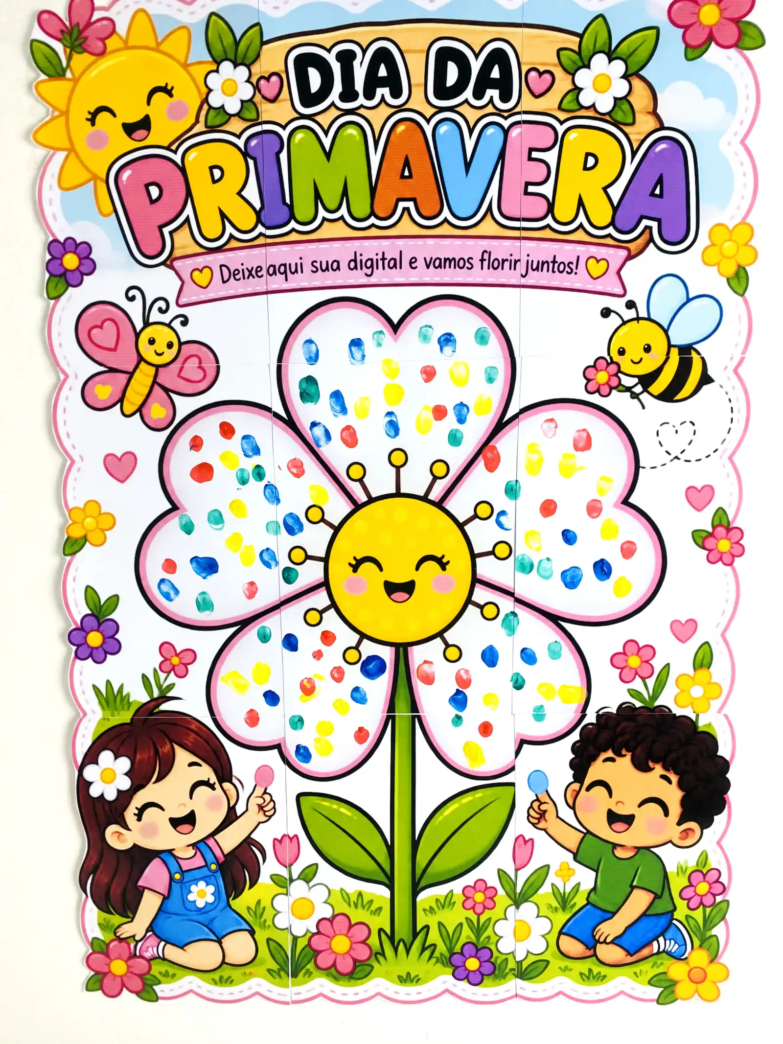 Painel Colaborativo Primavera para Imprimir — amostra 2: Painel colaborativo de Primavera para imprimir e decorar com as…