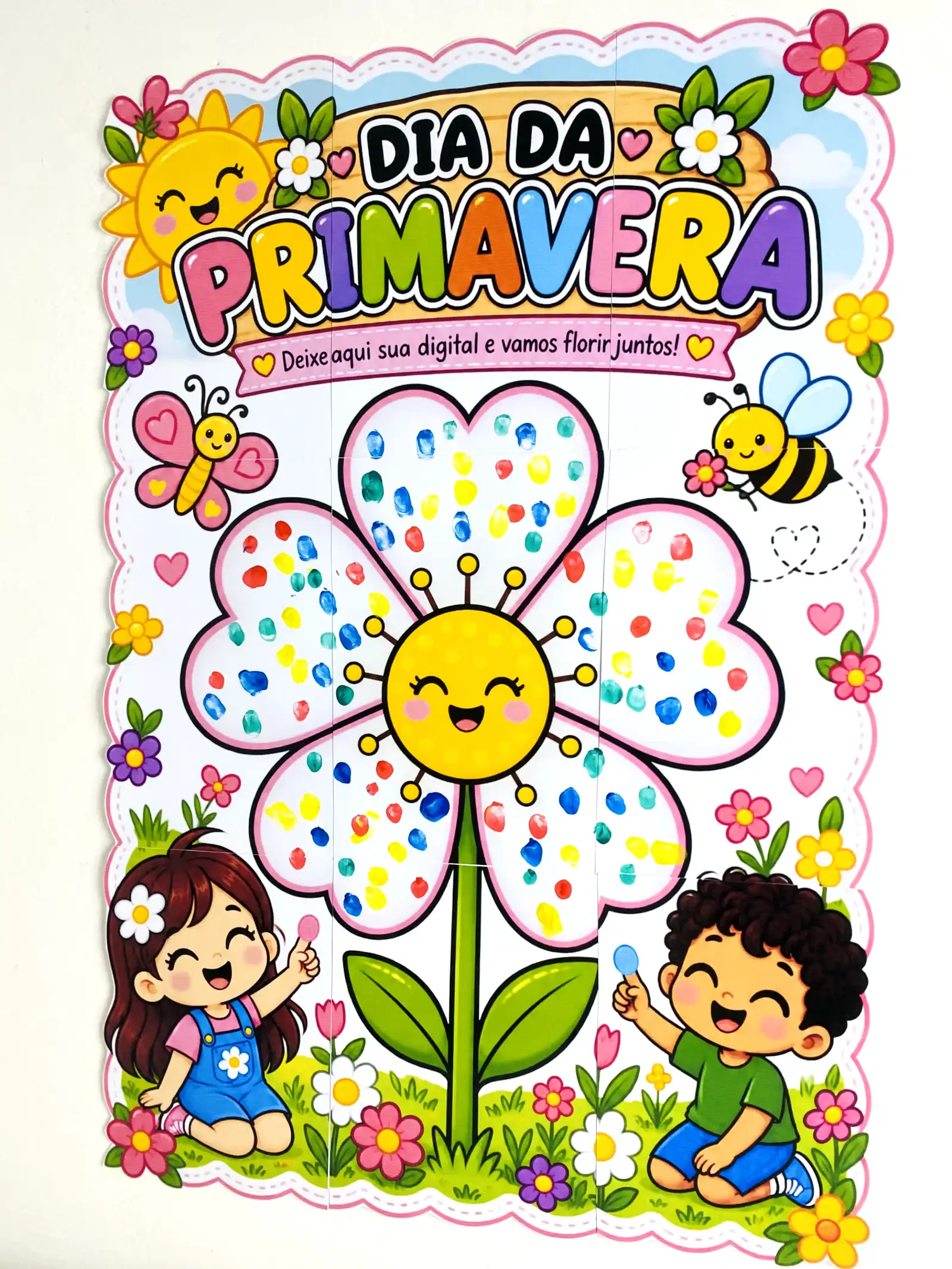 Painel Colaborativo Primavera para Imprimir — amostra 3: Painel colaborativo de Primavera para imprimir e decorar com as…