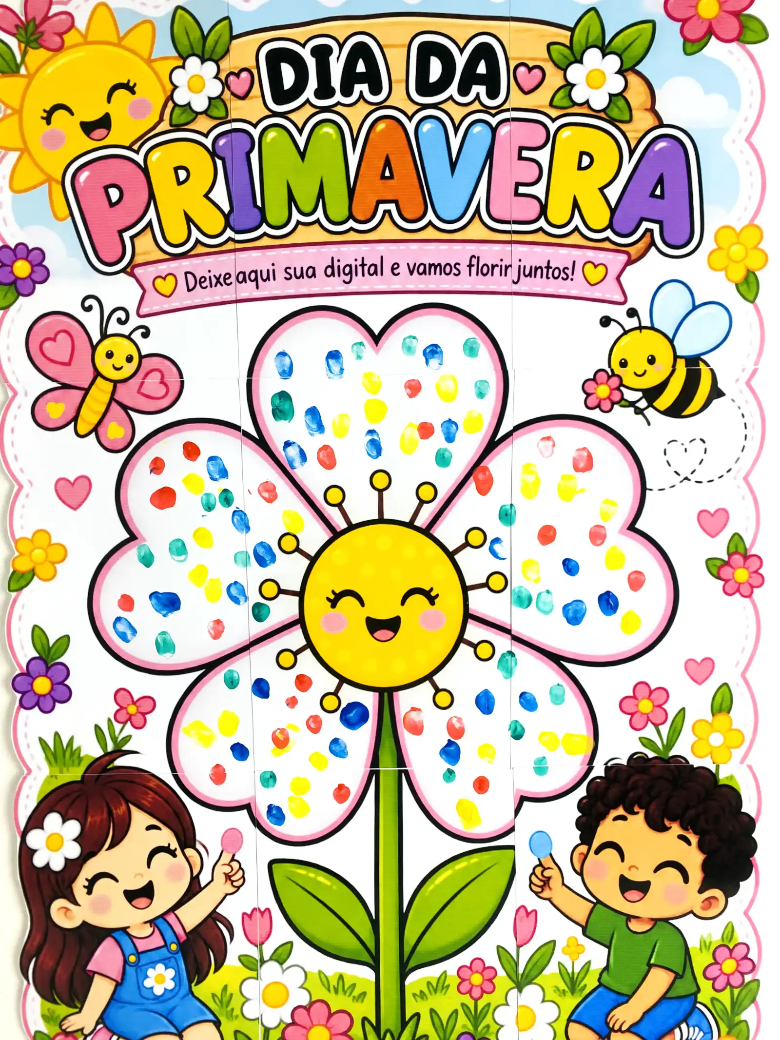 Painel Colaborativo Primavera para Imprimir — amostra 4: Painel colaborativo de Primavera para imprimir e decorar com as…