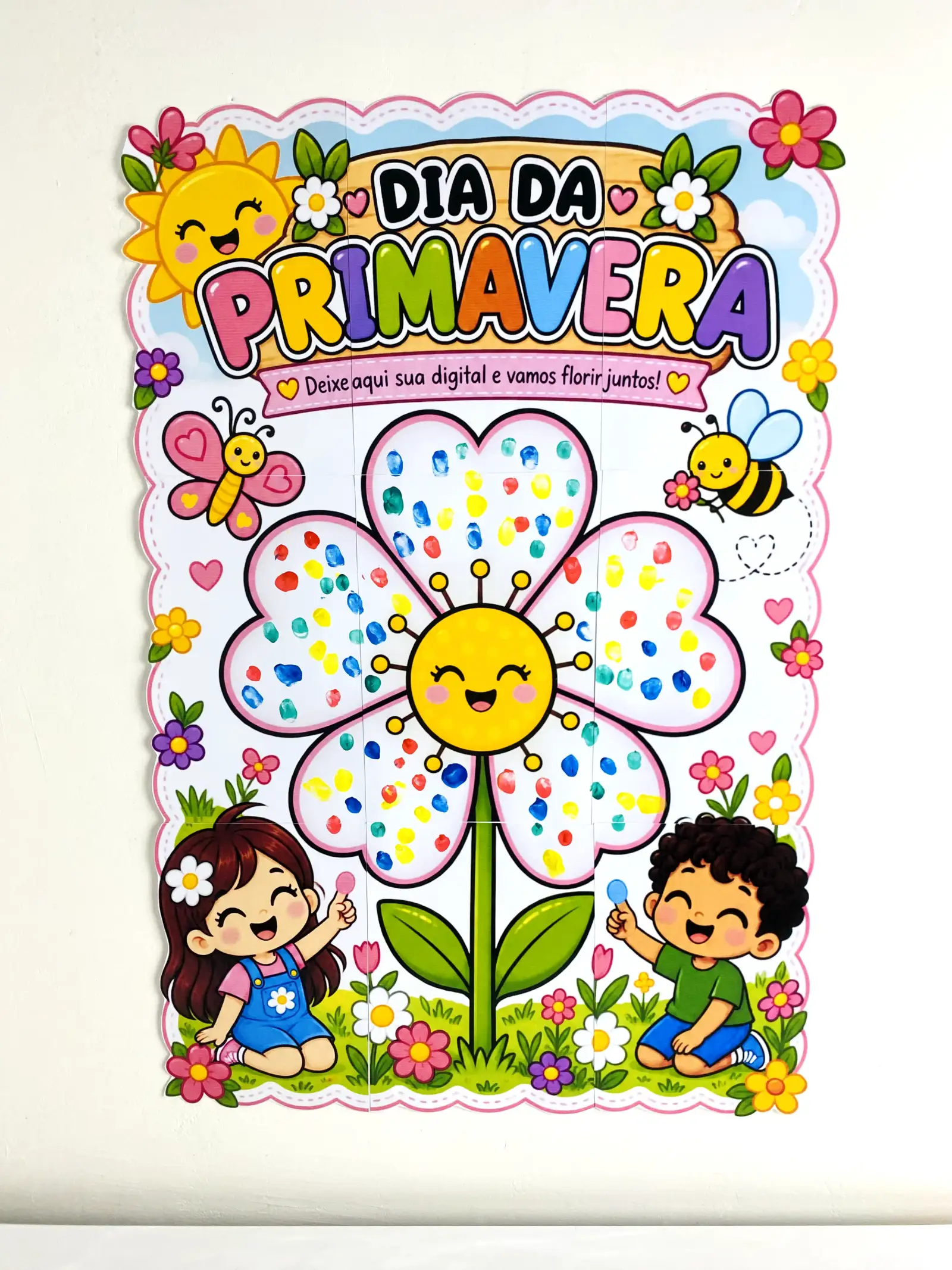 Painel Colaborativo Primavera para Imprimir — amostra 6: Painel colaborativo de Primavera para imprimir e decorar com as…