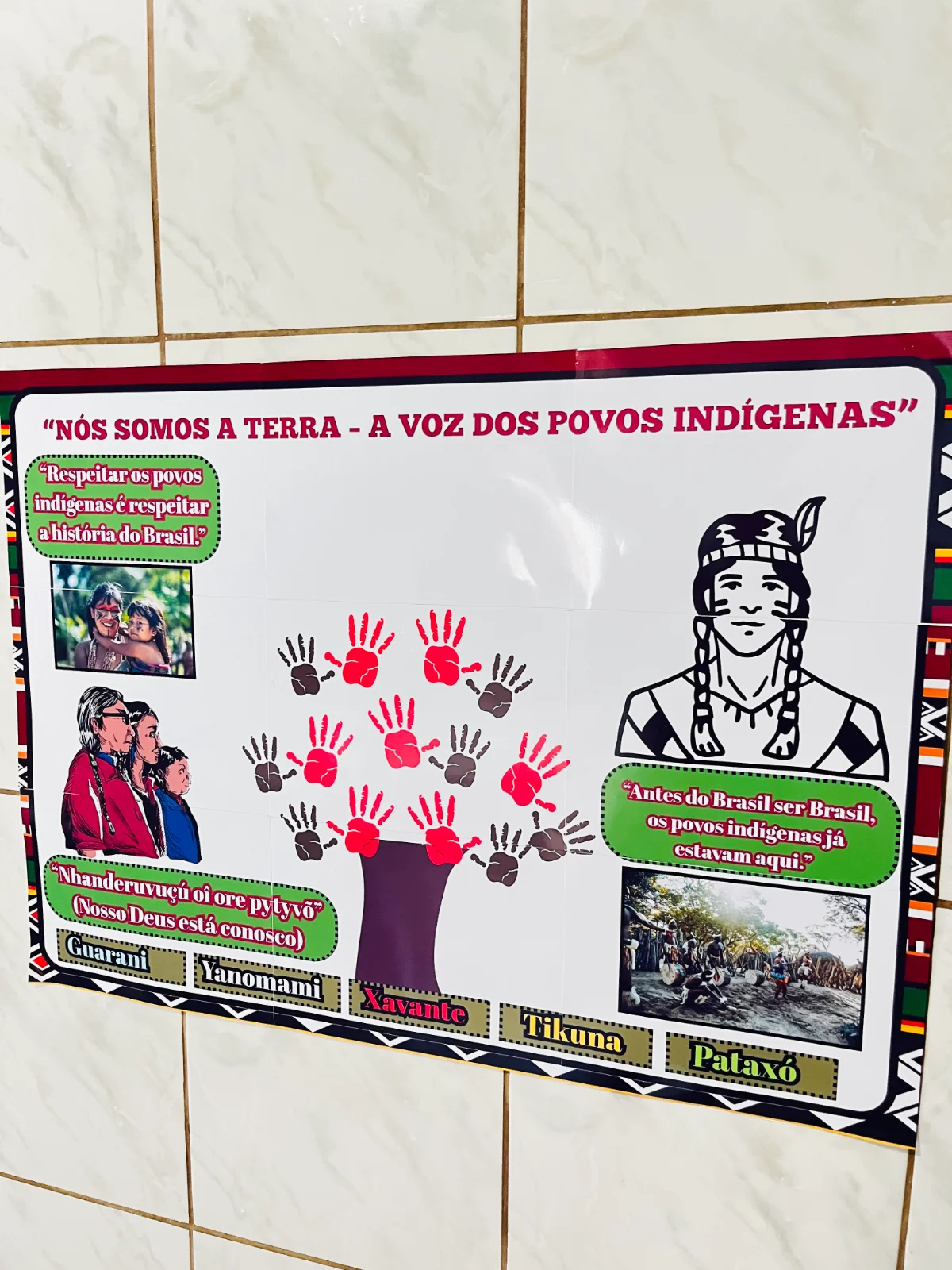 Painel + Colar decorativo "NÓS SOMOS A TERRA" - Povos Indígenas — amostra 4: Painel “NÓS SOMOS A TERRA – A VOZ DOS POVOS…