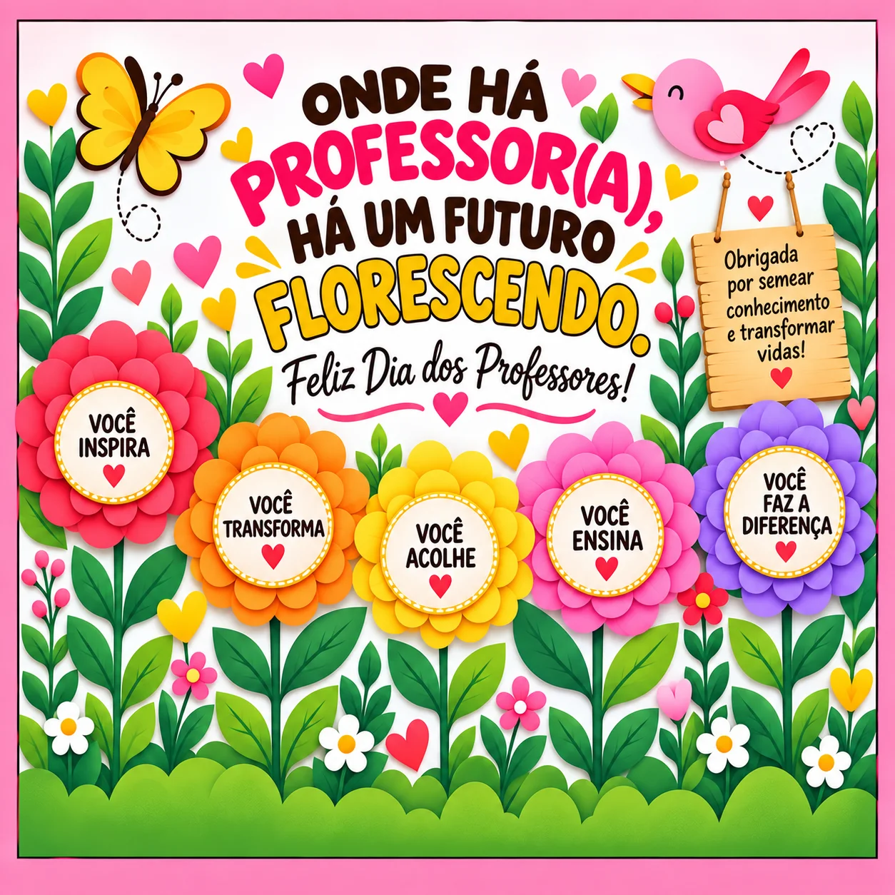 Painel com flores para o dia dos Professores — capa do material