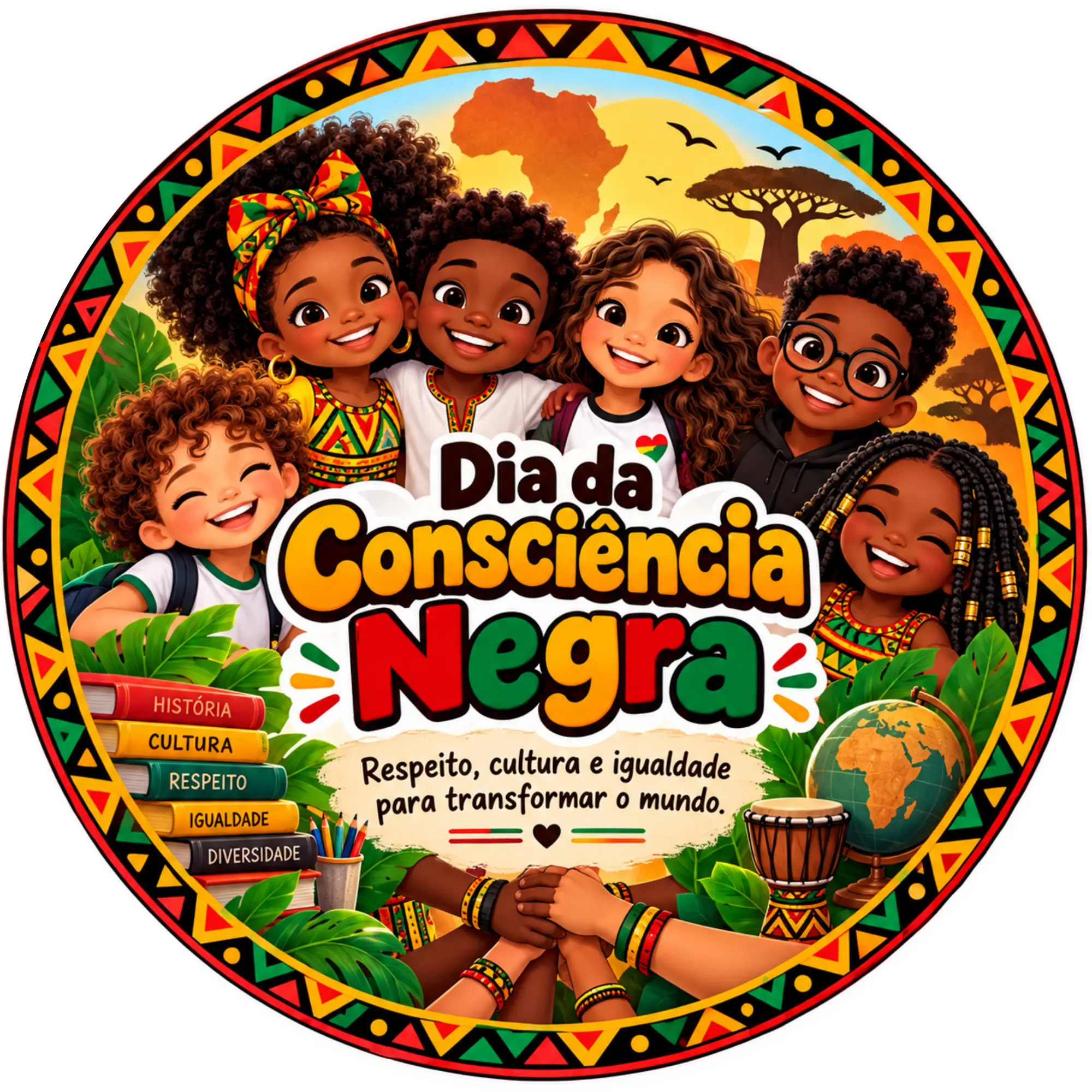 Painel Consciência Negra 50x50cm colorido para imprimir. — História para Educação Infantil: Valorize o Dia da Consciência…