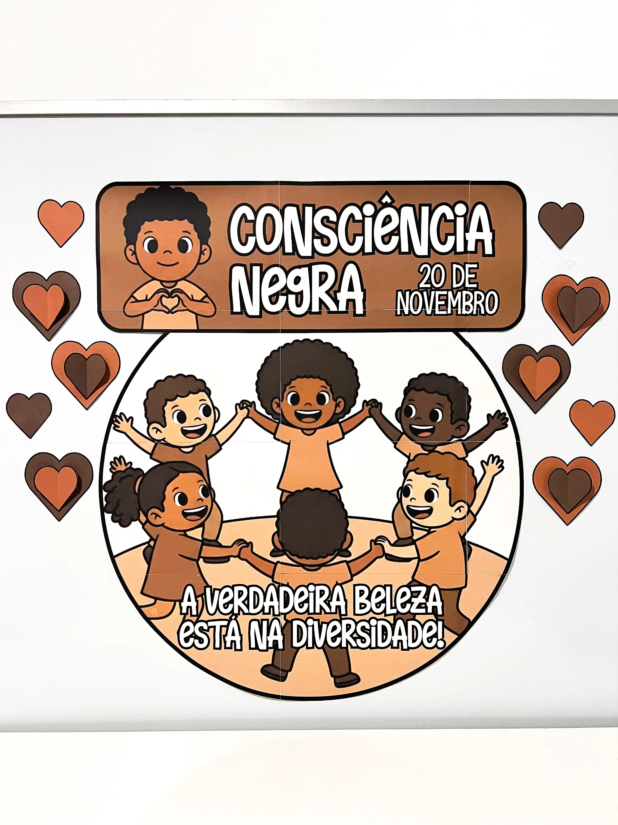 Painel Consciência Negra – A Verdadeira Beleza Está na Diversidade — amostra 5: Painel escolar para o Dia da Consciência…