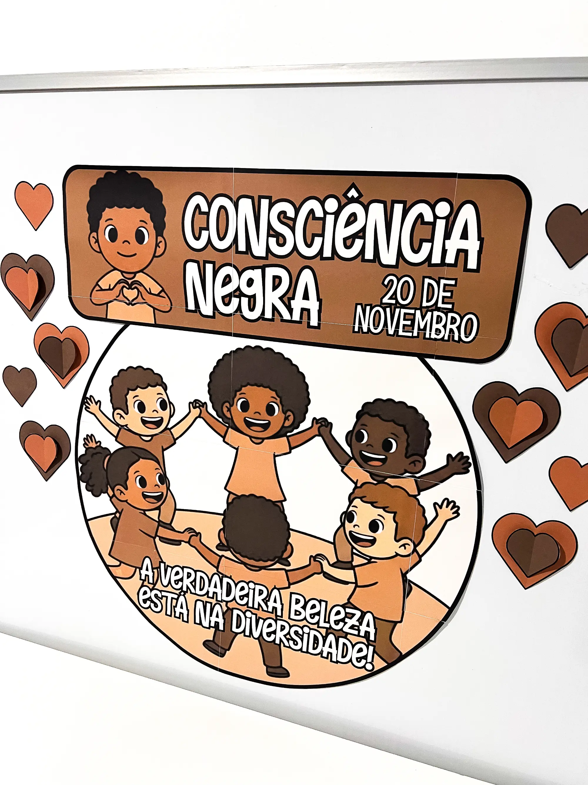 Painel Consciência Negra – A Verdadeira Beleza Está na Diversidade — amostra 6: Painel escolar para o Dia da Consciência…