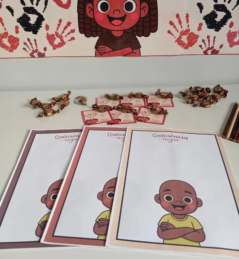 Painel Consciência Negra com Cartão e Atividade em PDF — amostra 3: Como usar em sala de aula