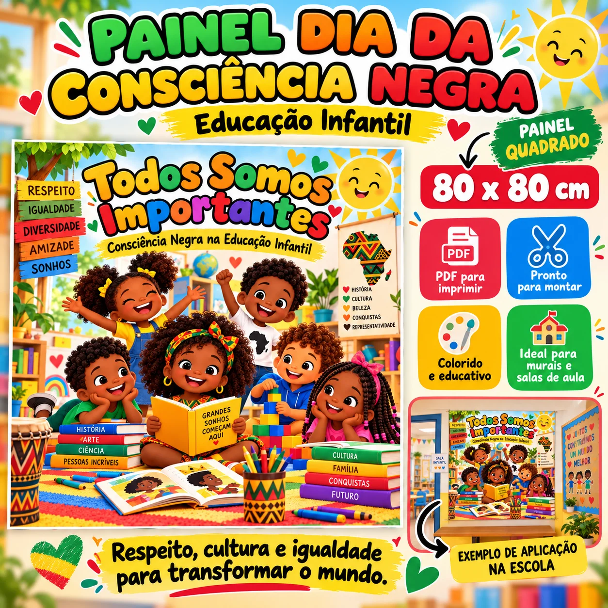 Painel Consciência Negra Educação Infantil – Imprimir — Datas comemorativas para Educação Infantil: Painel Todos Somos…