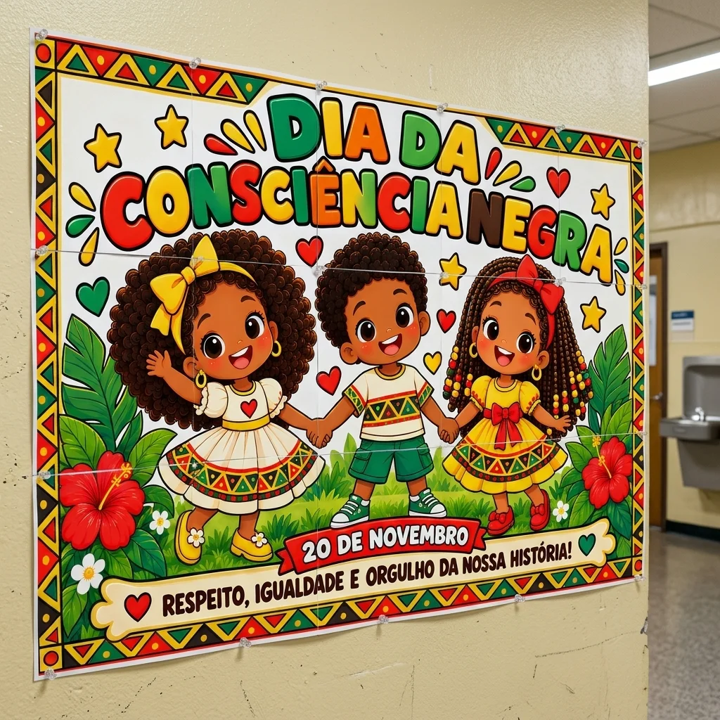 Painel Consciência Negra - Em pdf ampliado — amostra 3: Decore sua escola com o painel da Consciência Negra