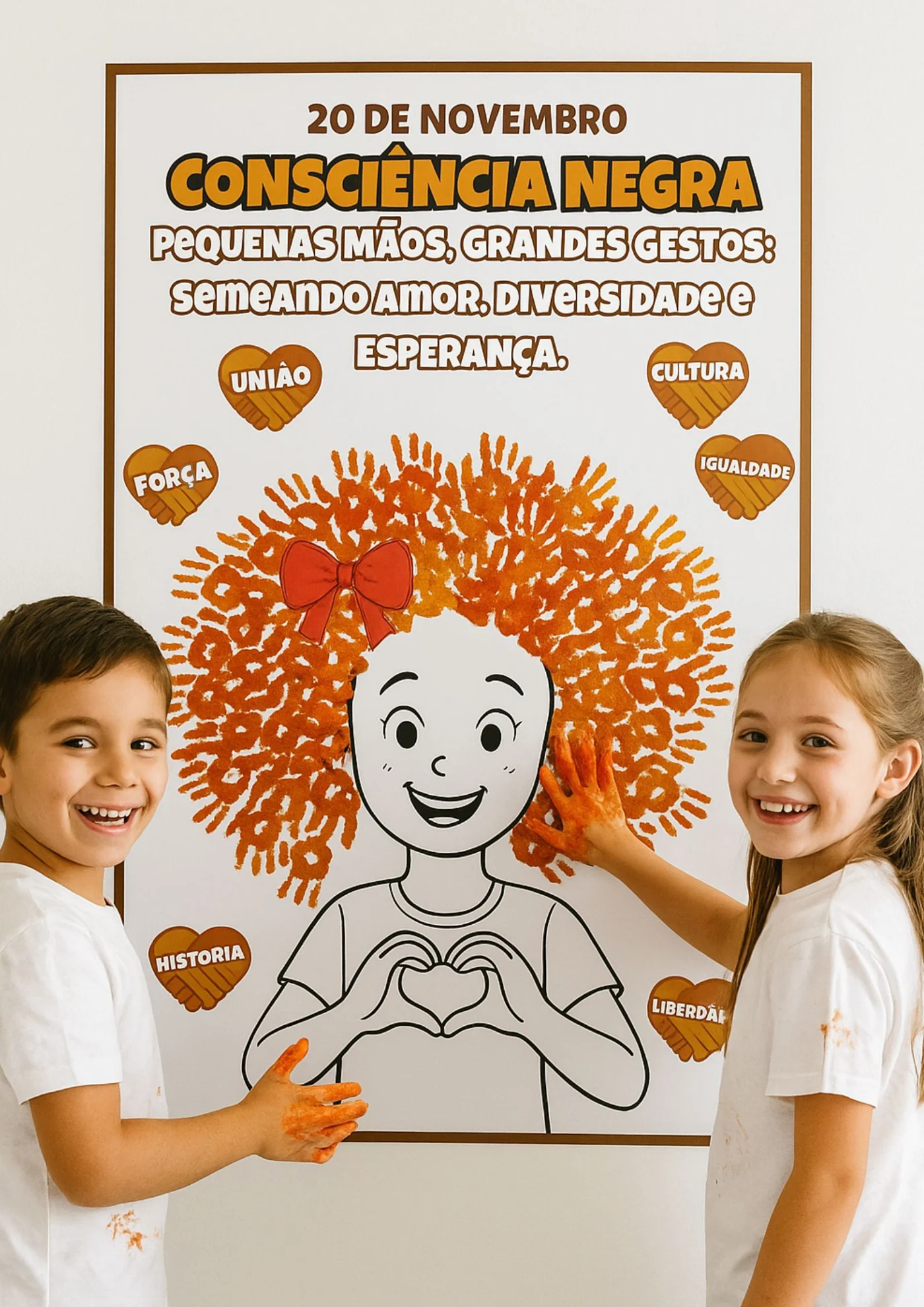 Painel Consciência negra mãos com tinta — amostra 2: Este material é um painel ampliado em 16 folhas A4, especialmente…