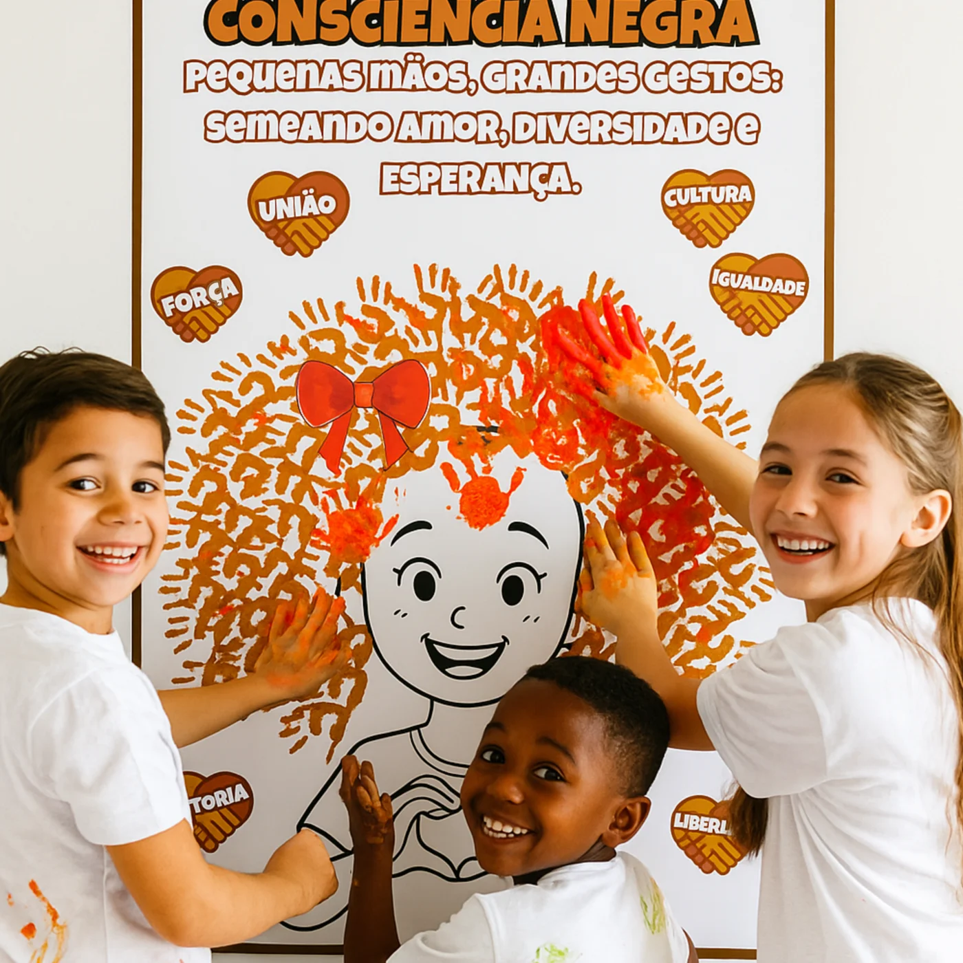 Painel Consciência negra mãos com tinta — amostra 4: Este material é um painel ampliado em 16 folhas A4, especialmente…