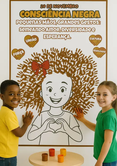 Painel Consciência negra mãos com tinta — capa do material