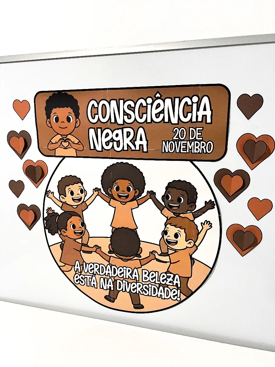 Painel Consciência Negra – Orgulho, Identidade e Diversidade — amostra 2: Painel do Dia da Consciência Negra para decorar a…