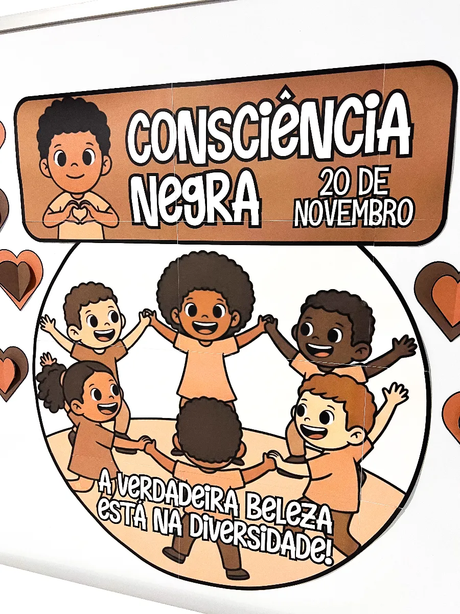 Painel Consciência Negra – Orgulho, Identidade e Diversidade — amostra 3: Painel do Dia da Consciência Negra para decorar a…