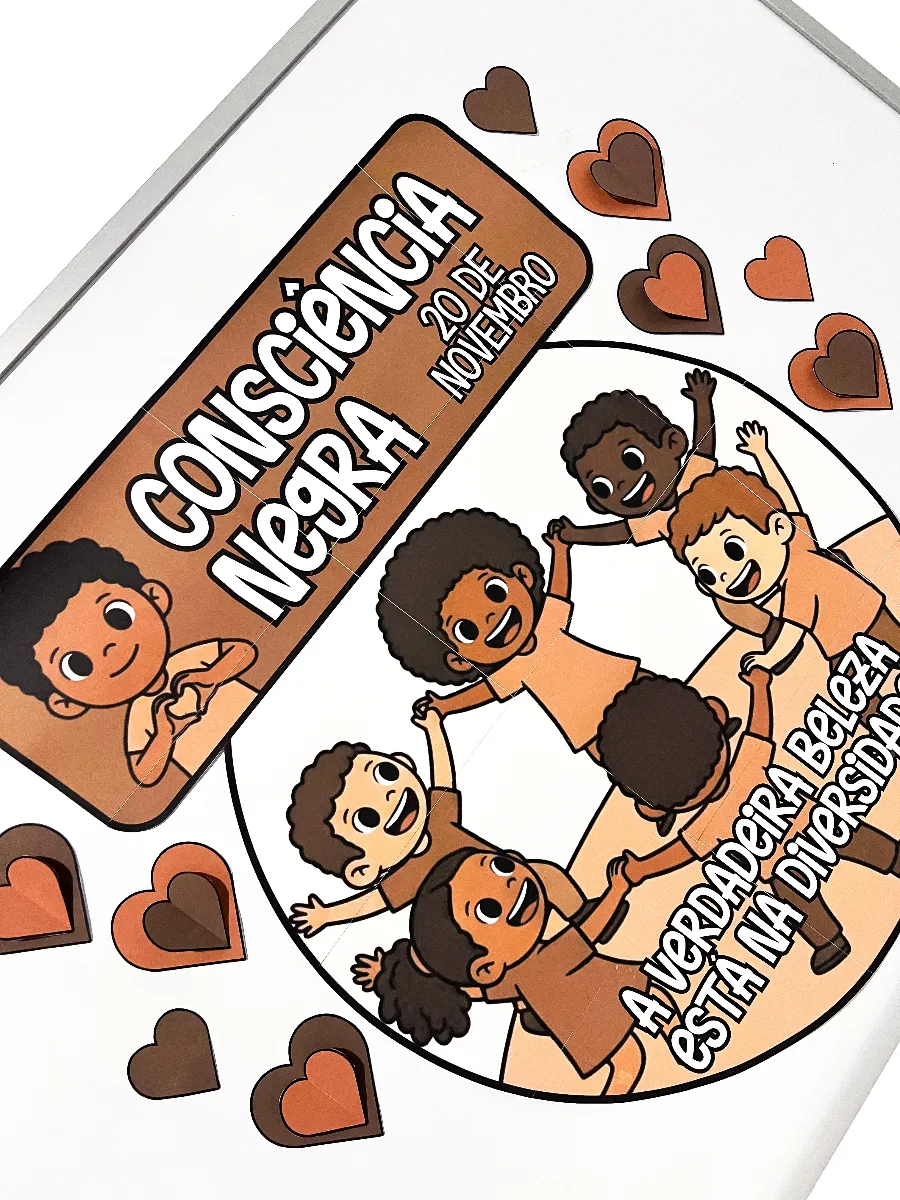 Painel Consciência Negra – Orgulho, Identidade e Diversidade — amostra 4: Painel do Dia da Consciência Negra para decorar a…