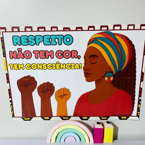 Painel Consciência Negra para Imprimir – 8 Folhas A4 — amostra 4: Painel Consciência Negra , com ilustração representativa…