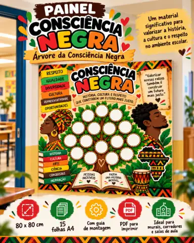 Painel Consciência Negra para imprimir – Árvore 80 x 80 cm — amostra 1: O que é