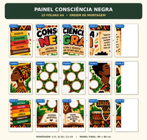 Painel Consciência Negra para imprimir – Árvore 80 x 80 cm — amostra 2: O que vem no material