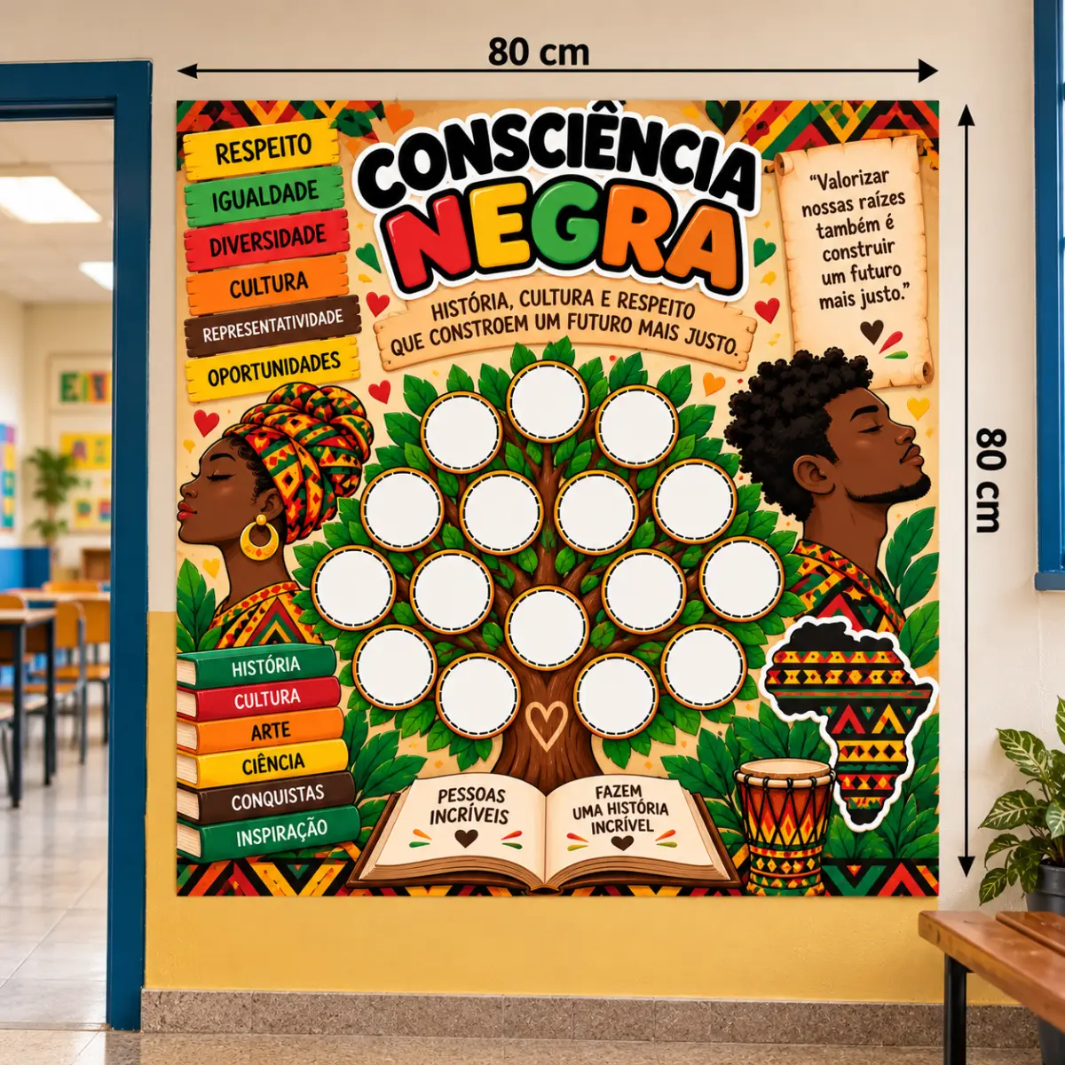 Painel Consciência Negra para imprimir – Árvore 80 x 80 cm — Datas comemorativas para Todas as séries: Monte um painel…