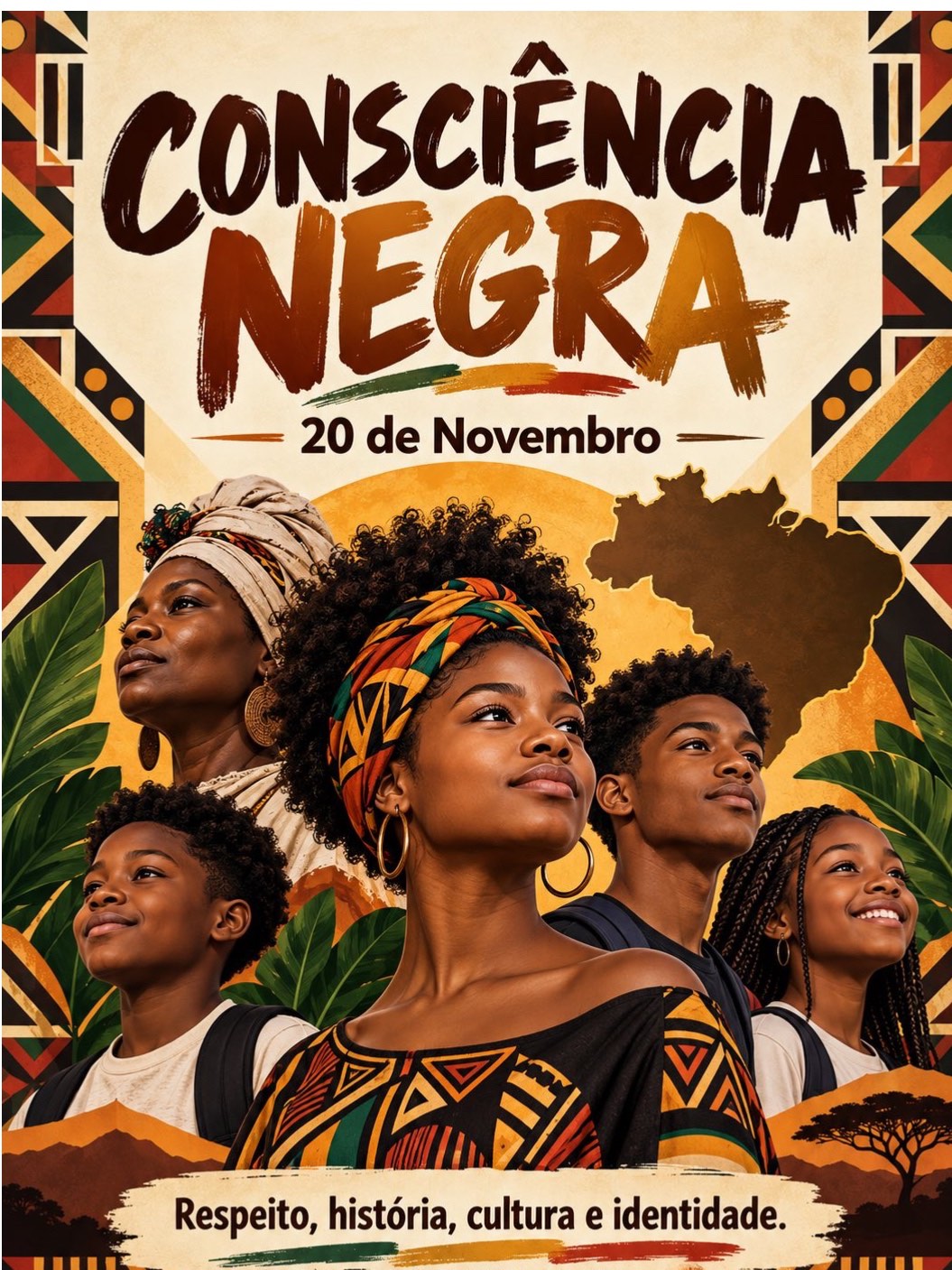 Painel Consciência Negra para Imprimir em PDF – 25 Folhas A4 — amostra 2: Painel Consciência Negra para imprimir em 25…