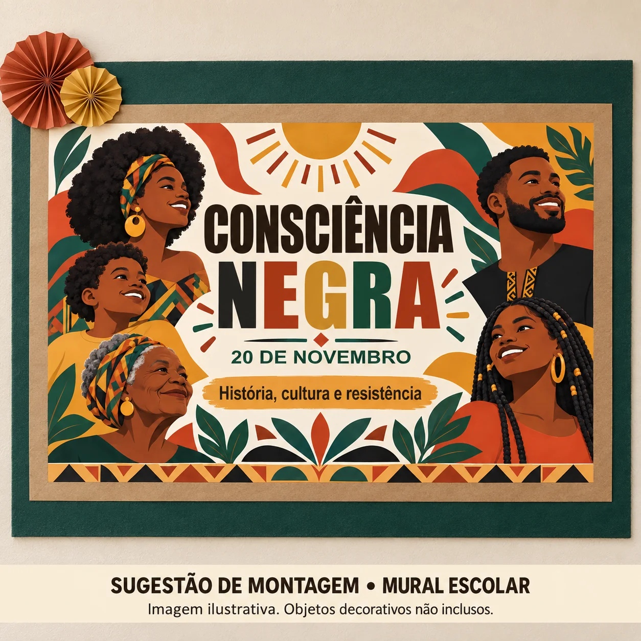 Painel Consciência Negra para Imprimir em PDF — 100 x 70 cm — amostra 2: Características do painel