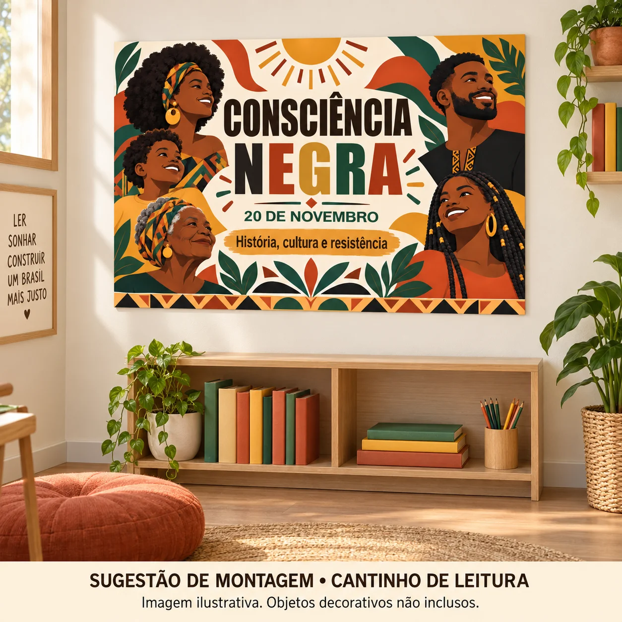 Painel Consciência Negra para Imprimir em PDF — 100 x 70 cm — amostra 3: Como montar