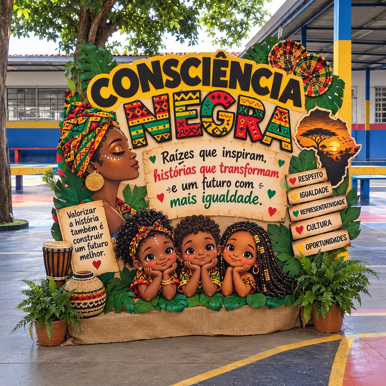 Painel Consciência Negra para Imprimir – Mural Escolar Decorativo — amostra 1: Painel Consciência Negra para Imprimir –…