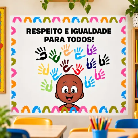 Painel Consciência Negra para Imprimir – Respeito e Igualdade — amostra 3: Painel Consciência Negra para imprimir em PDF,…