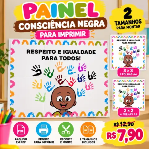 Painel Consciência Negra para Imprimir – Respeito e Igualdade — capa do material