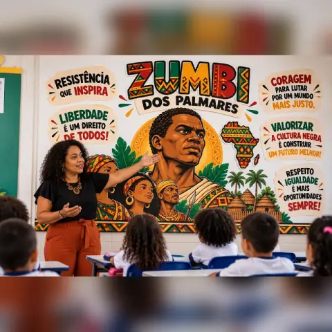 Painel Consciência Negra: Zumbi dos Palmares – PDF para Imprimir — amostra 3: Painel Zumbi dos Palmares para imprimir em 25…