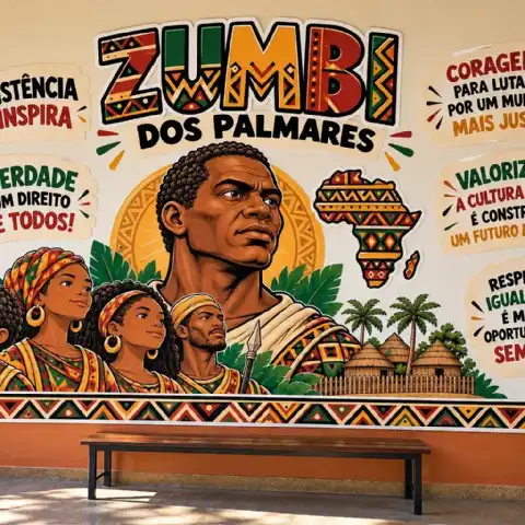 Painel Consciência Negra: Zumbi dos Palmares – PDF para Imprimir — amostra 4: Painel Zumbi dos Palmares para imprimir em 25…