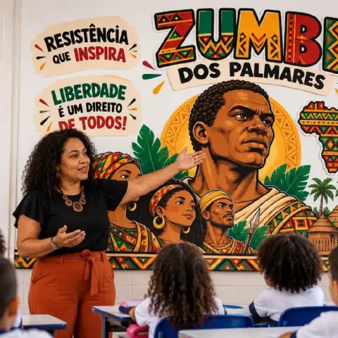 Painel Consciência Negra: Zumbi dos Palmares – PDF para Imprimir — amostra 5: Painel Zumbi dos Palmares para imprimir em 25…