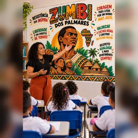 Painel Consciência Negra: Zumbi dos Palmares – PDF para Imprimir — amostra 6: Painel Zumbi dos Palmares para imprimir em 25…