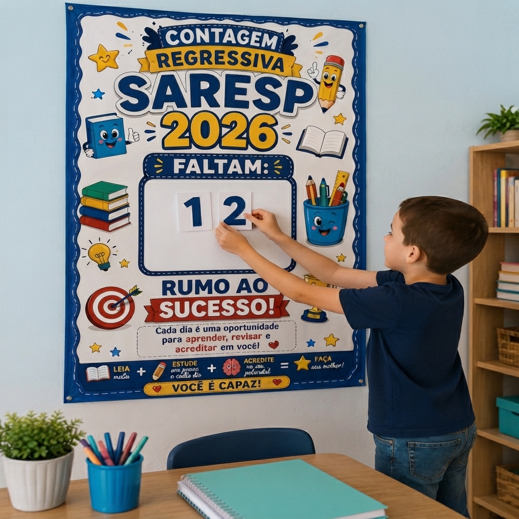 Painel contagem regressiva: saresp 2026! – PDF para Imprimir — Matemática para Fundamental II (6º–9º): Prepare seus alunos…