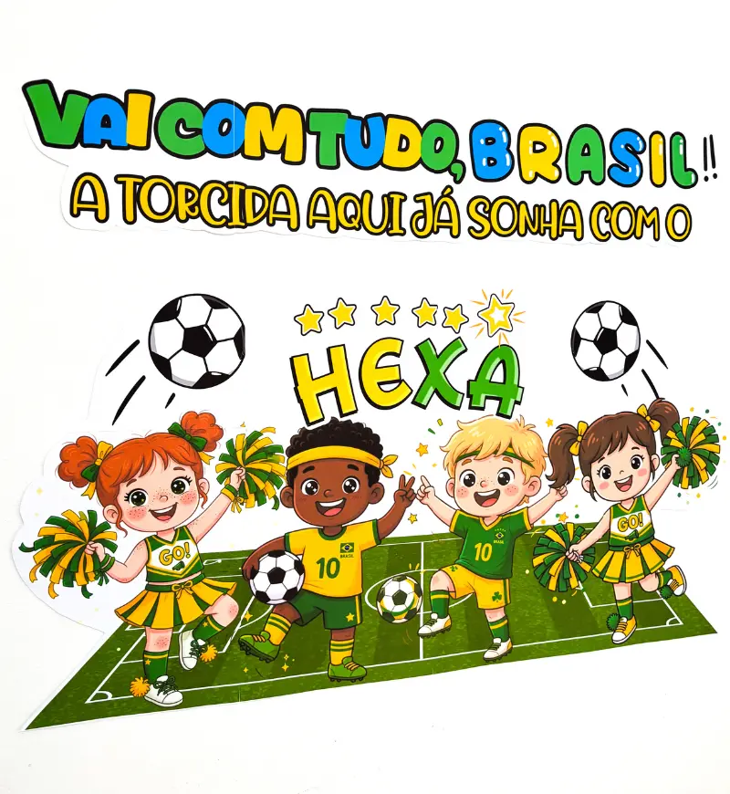 Painel Copa do Mundo: PDF Colorido para Decorar a Escola — amostra 1: Painel Copa do Mundo para decoração escolar