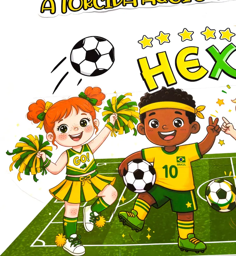 Painel Copa do Mundo: PDF Colorido para Decorar a Escola — amostra 5: Leve o clima de torcida para a escola com um painel…