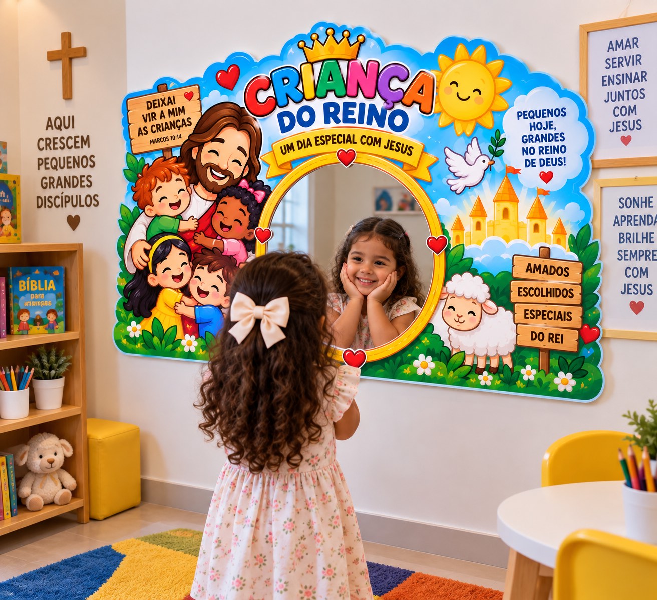 Painel Criança do Reino Espelho para criança para Ministério Infantil — amostra 1: Um painel cristão encantador para…