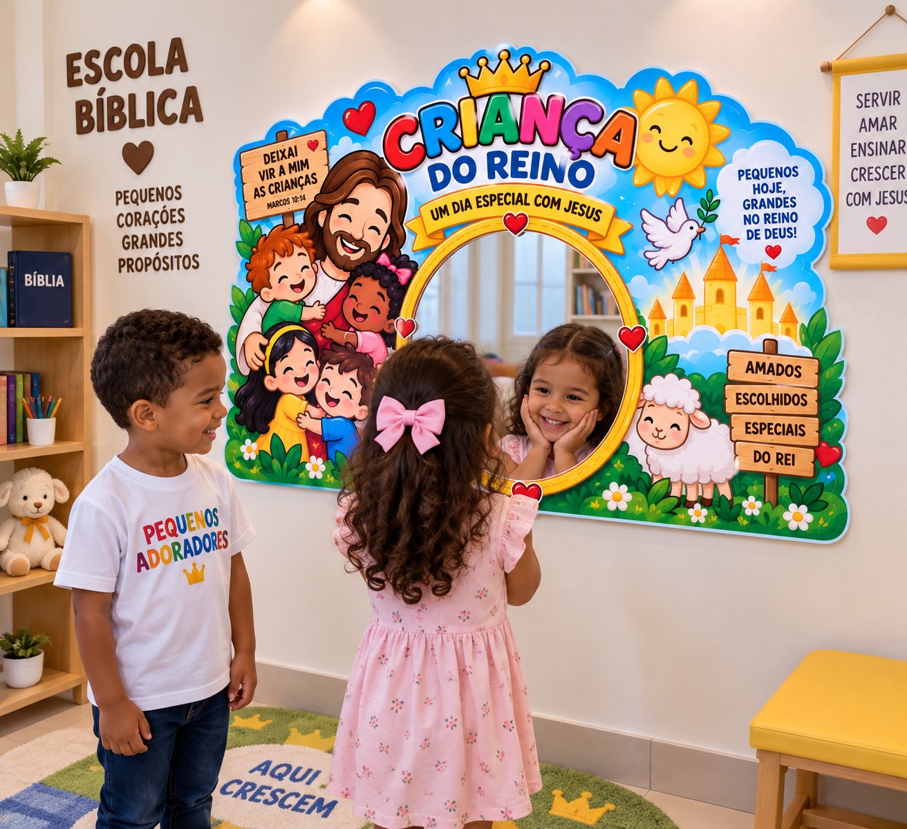 Painel Criança do Reino Espelho para criança para Ministério Infantil — amostra 3: Um painel cristão encantador para…