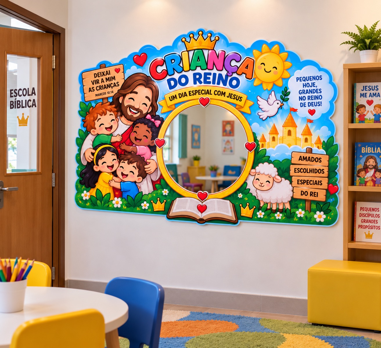 Painel Criança do Reino Espelho para criança para Ministério Infantil — amostra 4: Um painel cristão encantador para…