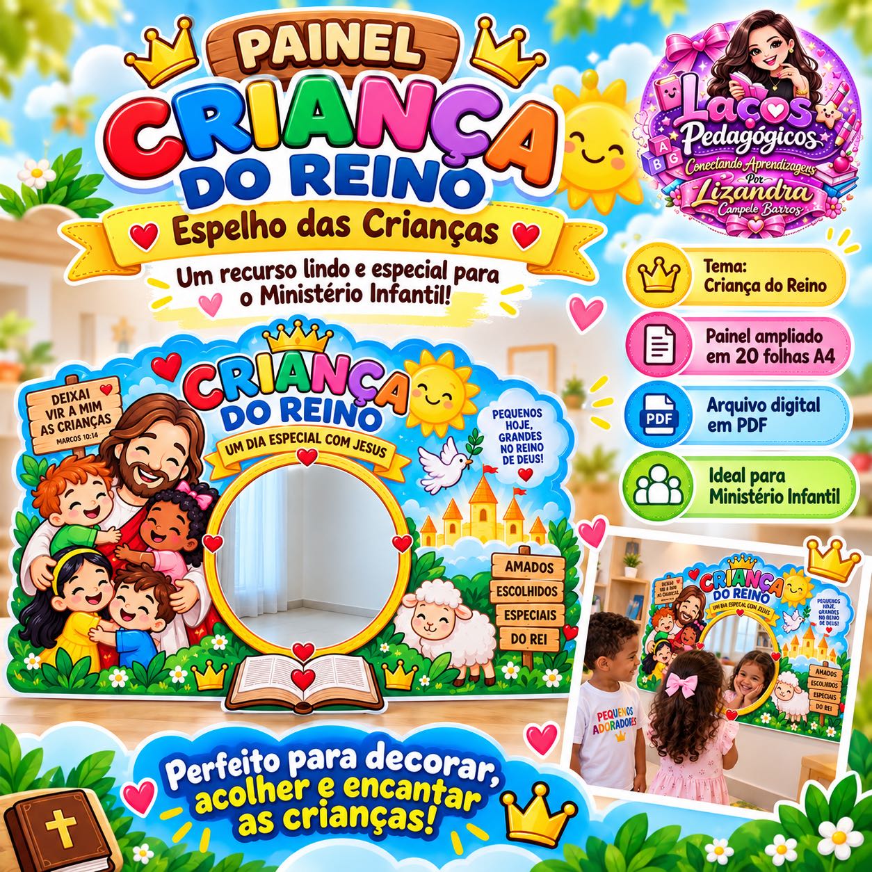 Painel Criança do Reino Espelho para criança para Ministério Infantil — capa do material