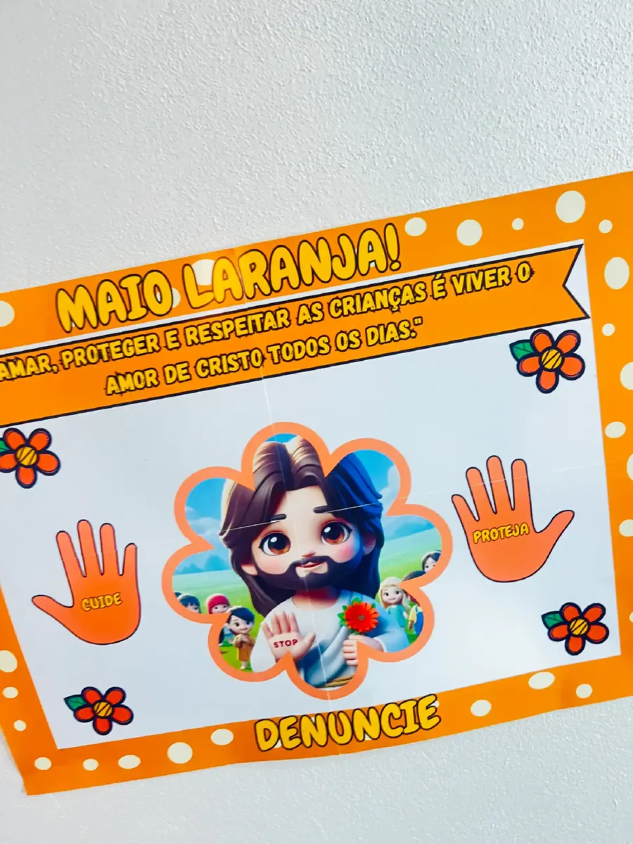 Painel Cristão Maio Laranja - Ensino Religioso — Atividades para Todas as séries: 🧡✋ Painel Cristão Maio Laranja –…