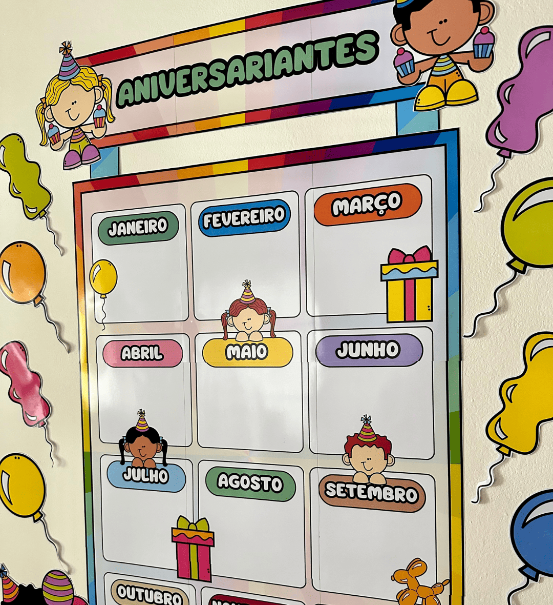 Painel de Aniversariantes em PDF para Decorar a Sala de Aula — amostra 3: Como usar o painel em sala