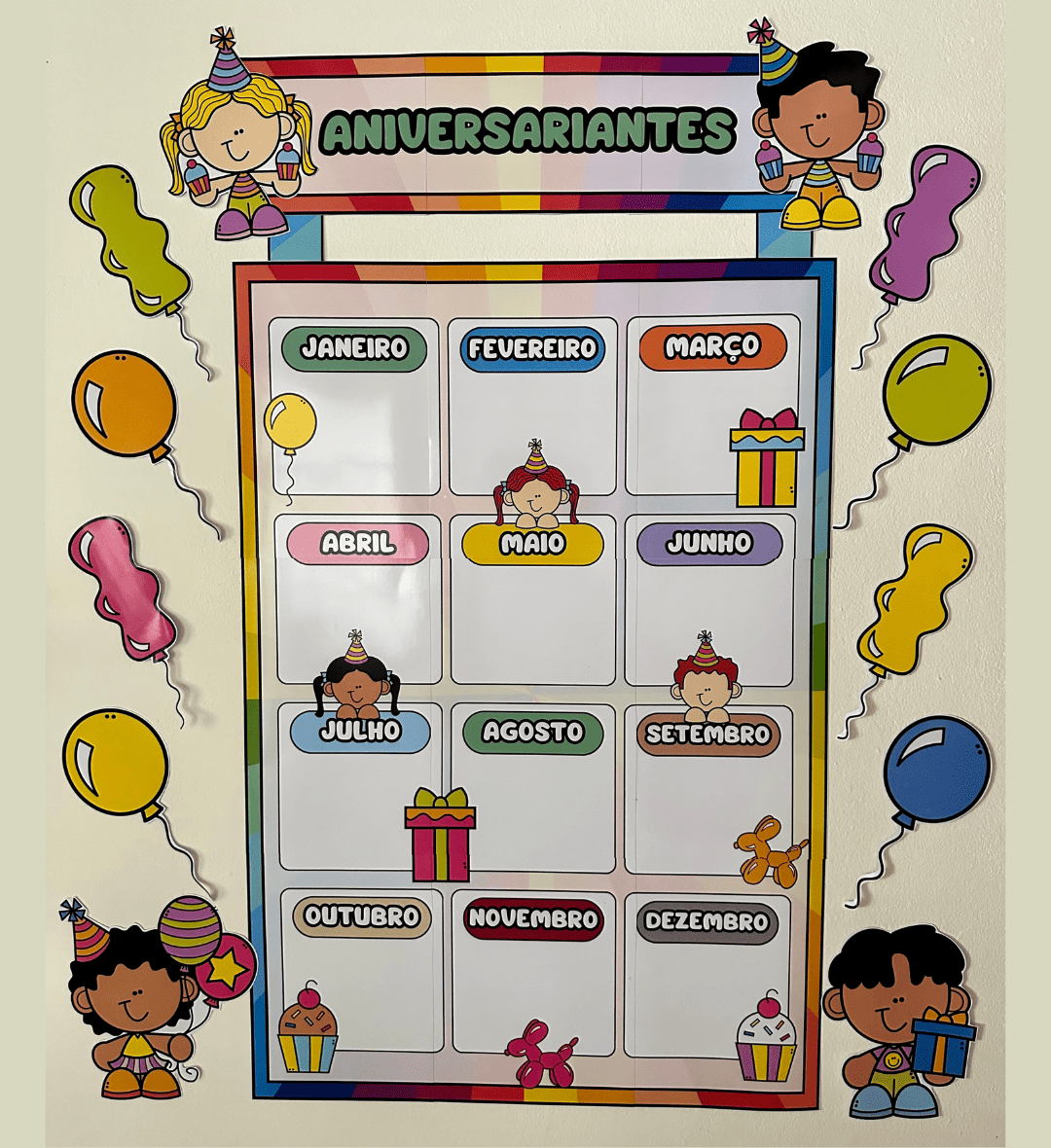 Painel de Aniversariantes em PDF para Decorar a Sala de Aula — Atividades para Educação Infantil: Organize os aniversários…