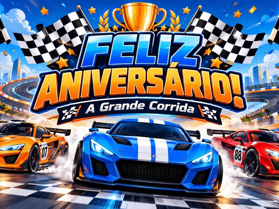 Painel de Aniversário Carros de Corrida para Imprimir – 35 Folhas — amostra 2: © Todos os direitos reservados. Permitido o…
