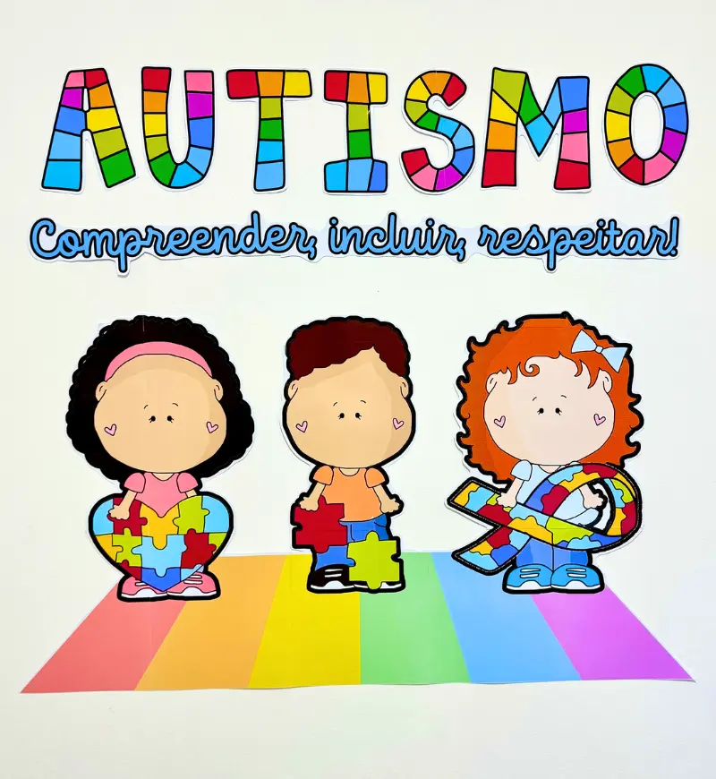 Painel de Autismo para Imprimir: Conscientização e Inclusão — amostra 1: Painel de autismo para trabalhar a conscientização…