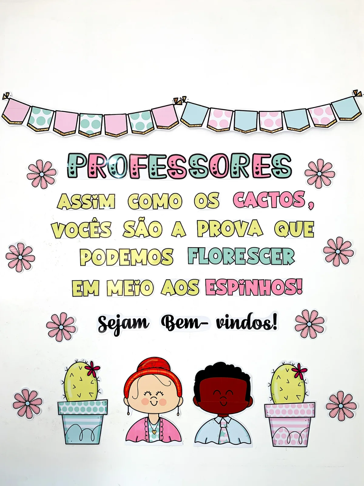 Painel de Bem-Vindos Professores para recepcionar os professores no — amostra 4: Receba os professores com um ambiente…