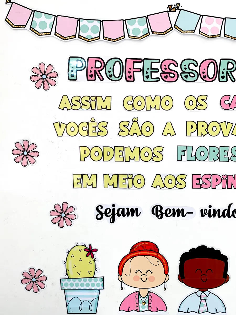 Painel de Bem-Vindos Professores para recepcionar os professores no retorno das aulas. — amostra 3: O painel já vai…