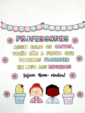 Painel de Bem-Vindos Professores para recepcionar os professores no retorno das aulas. — capa do material