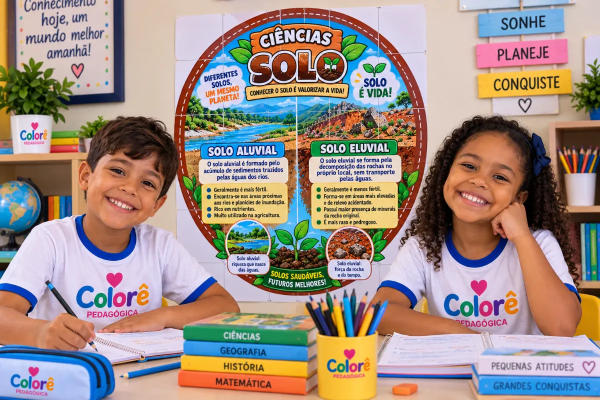 🌱 PAINEL DE CIÊNCIAS — SOLO ALUVIAL... — amostra 1: 💚 Colorê Pedagógica — Criar, ensinar e transformar vidas!