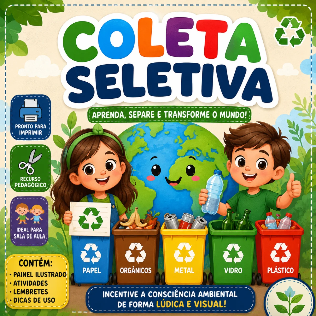 Painel de coleta seletiva | Educação Infantil — Ciências para Educação Infantil: Painel de Coleta Seletiva divertido e…