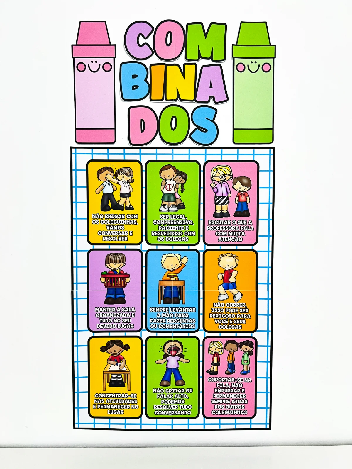 Painel de Combinados da Turma – Material Pedagógico — Alfabetização para Educação Infantil: composto por seis folhas, com…